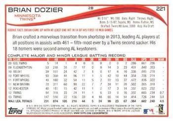 2014 Topps - Yellow #221 Brian Dozier Back