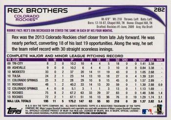2014 Topps - Yellow #282 Rex Brothers Back