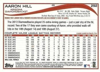 2014 Topps - Yellow #292 Aaron Hill Back