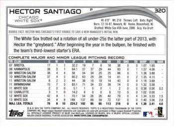 2014 Topps - Yellow #320 Hector Santiago Back