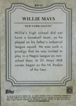 2014 Topps - Before They Were Great #BG-15 Willie Mays Back