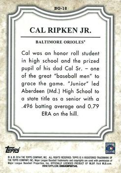 2014 Topps - Before They Were Great #BG-18 Cal Ripken Jr. Back