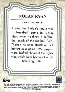 2014 Topps - Before They Were Great #BG-19 Nolan Ryan Back