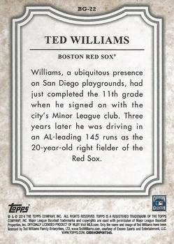 2014 Topps - Before They Were Great #BG-22 Ted Williams Back