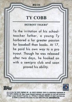 2014 Topps - Before They Were Great #BG-25 Ty Cobb Back