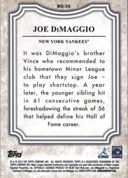 2014 Topps - Before They Were Great #BG-26 Joe DiMaggio Back