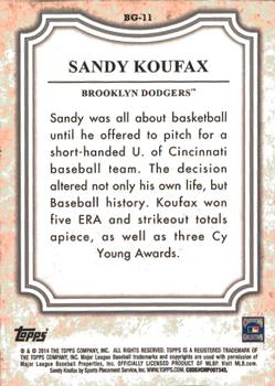 2014 Topps - Before They Were Great Gold #BG-11 Sandy Koufax Back