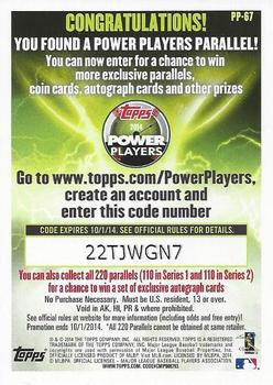 2014 Topps - Power Players #PP-67 Cliff Pennington Back
