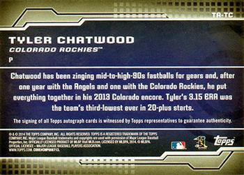 2014 Topps - Trajectory Autographs #TA-TC Tyler Chatwood Back