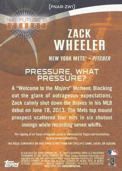 2014 Topps - The Future is Now Autograph Relics #FNAR-ZW1 Zack Wheeler Back
