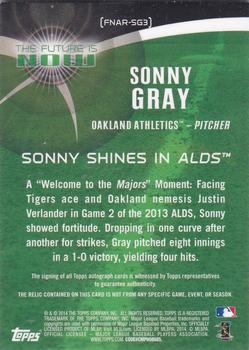 2014 Topps - The Future is Now Autograph Relics #FNAR-SG3 Sonny Gray Back