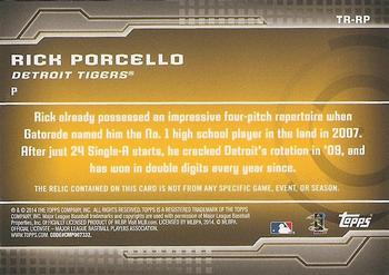 2014 Topps - Trajectory Relics #TR-RP Rick Porcello Back