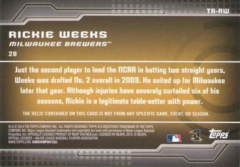 2014 Topps - Trajectory Relics #TR-RW Rickie Weeks Back