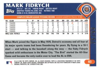 2003 Topps Retired Signature Edition - Black #83 Mark Fidrych Back