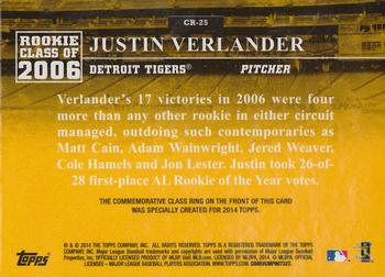 2014 Topps - Class Rings Silver #CR-25 Justin Verlander Back