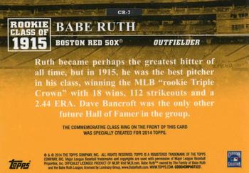 2014 Topps - Class Rings Gold #CR-7 Babe Ruth Back