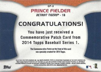 2014 Topps - Commemorative Patches #CP-3 Prince Fielder Back
