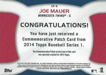 2014 Topps - Commemorative Patches #CP-8 Joe Mauer Back
