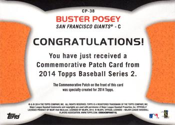 2014 Topps - Commemorative Patches #CP-38 Buster Posey Back