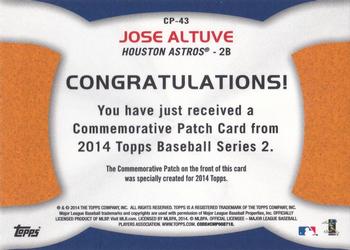 2014 Topps - Commemorative Patches #CP-43 Jose Altuve Back