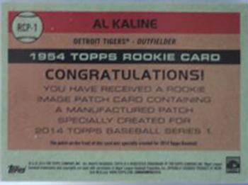 2014 Topps - Commemorative Rookie Patches #RCP-1 Al Kaline Back