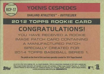 2014 Topps - Commemorative Rookie Patches #RCP-17 Yoenis Cespedes Back