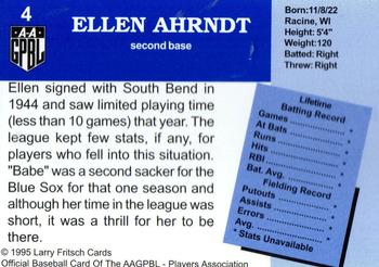 1995 Fritsch AAGPBL Series 1 #4 Ellen Ahrndt Back