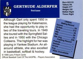 1995 Fritsch AAGPBL Series 1 #5 Gert Alderfer Back