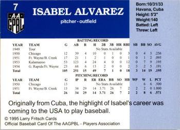 1995 Fritsch AAGPBL Series 1 #7 Isabel Alvarez Back