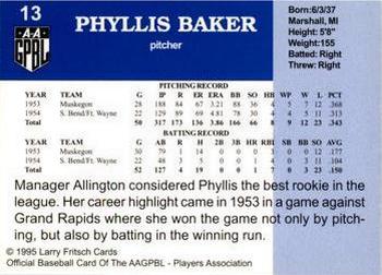 1995 Fritsch AAGPBL Series 1 #13 Phyllis Baker Back