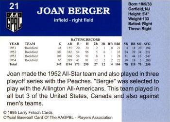 1995 Fritsch AAGPBL Series 1 #21 Joan Berger Back