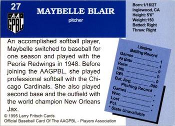 1995 Fritsch AAGPBL Series 1 #27 Maybelle Blair Back
