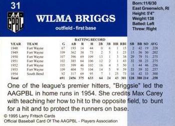 1995 Fritsch AAGPBL Series 1 #31 Wilma Briggs Back