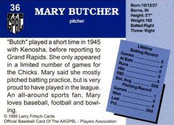 1995 Fritsch AAGPBL Series 1 #36 Mary Butcher Back