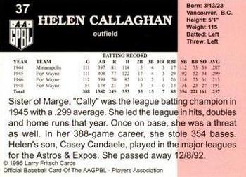 1995 Fritsch AAGPBL Series 1 #37 Helen Callaghan Back