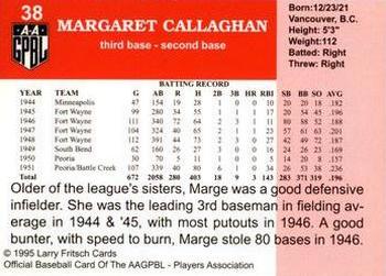 1995 Fritsch AAGPBL Series 1 #38 Marge Callaghan Back