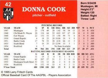 1995 Fritsch AAGPBL Series 1 #42 Donna Cook Back