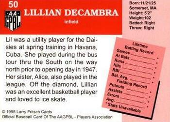 1995 Fritsch AAGPBL Series 1 #50 Lillian DeCambra Back