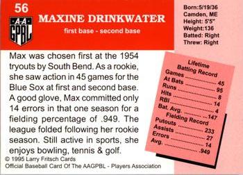1995 Larry Fritsch Cards AAGPBL Series 1 #56 Maxine Drinkwater Back