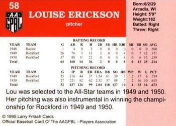 1995 Fritsch AAGPBL Series 1 #58 Lou Erickson Back