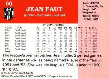 1995 Fritsch AAGPBL Series 1 #60 Jean Faut Back