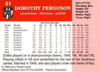 1995 Fritsch AAGPBL Series 1 #61 Dottie Ferguson Back