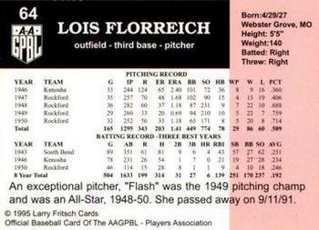 1995 Fritsch AAGPBL Series 1 #64 Lois Florreich Back