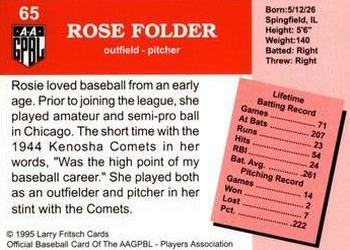 1995 Fritsch AAGPBL Series 1 #65 Rose Folder Back