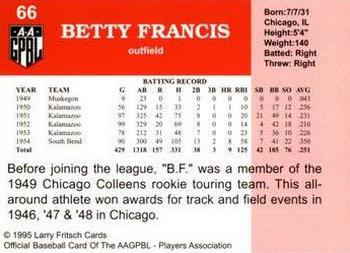 1995 Fritsch AAGPBL Series 1 #66 Betty Francis Back