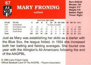 1995 Fritsch AAGPBL Series 1 #67 Mary Froning Back