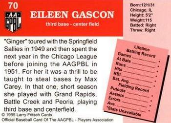 1995 Fritsch AAGPBL Series 1 #70 Eileen Gascon Back