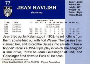 1995 Fritsch AAGPBL Series 1 #77 Jean Havlish Back