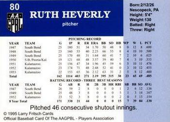 1995 Fritsch AAGPBL Series 1 #80 Ruth Heverly Back