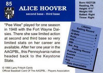 1995 Fritsch AAGPBL Series 1 #85 Alice Hoover Back